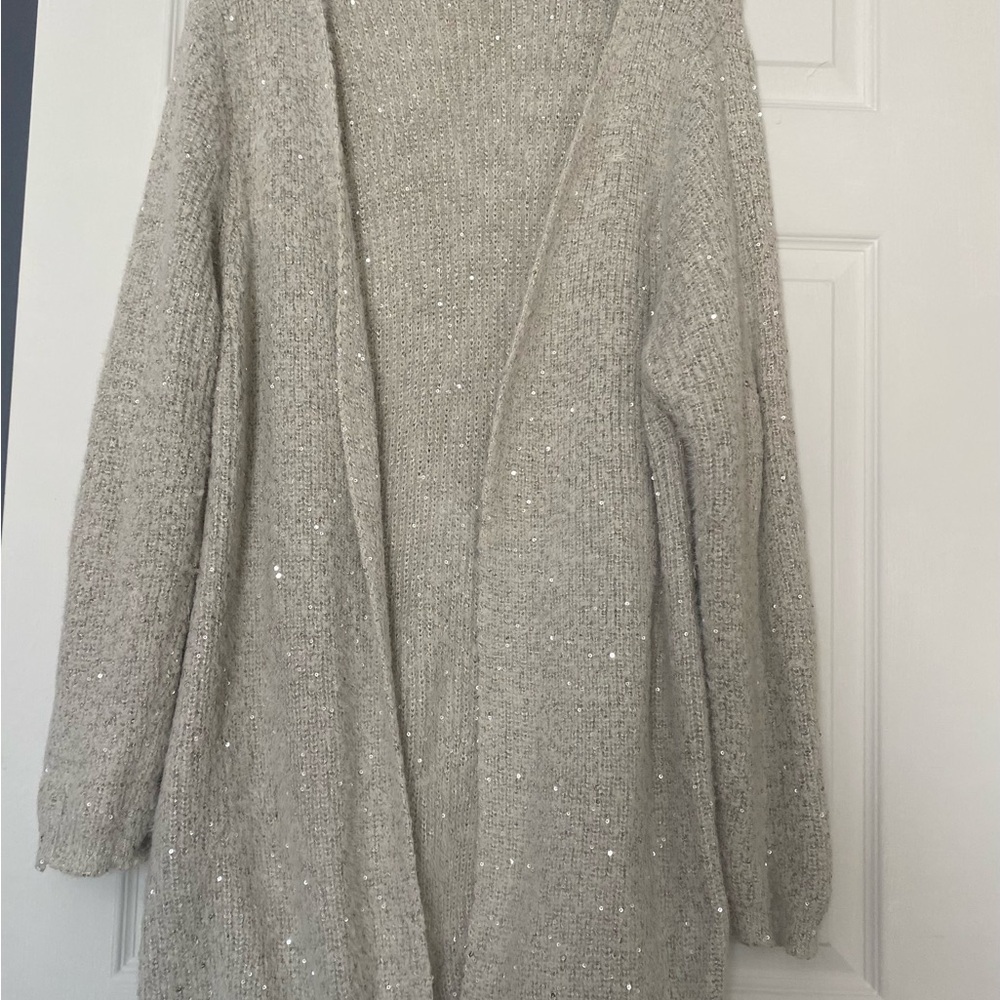 Olivia Sky Women’s Plus Size XXL Sequin Shimmer Long Thick Cardigan Sweater 2XL